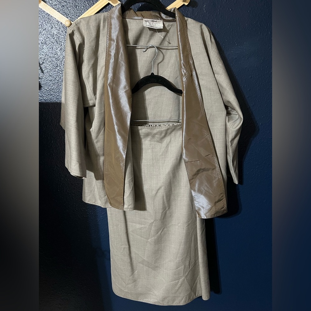 Zoran Luxury Vintage silk wool skirt set